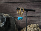 Arizona Blue Turquoise Huggie Hoops Earrings (6mm)