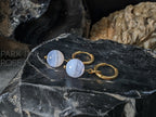 Blue Lace Agate Huggie Hoop Earrings (10mm)