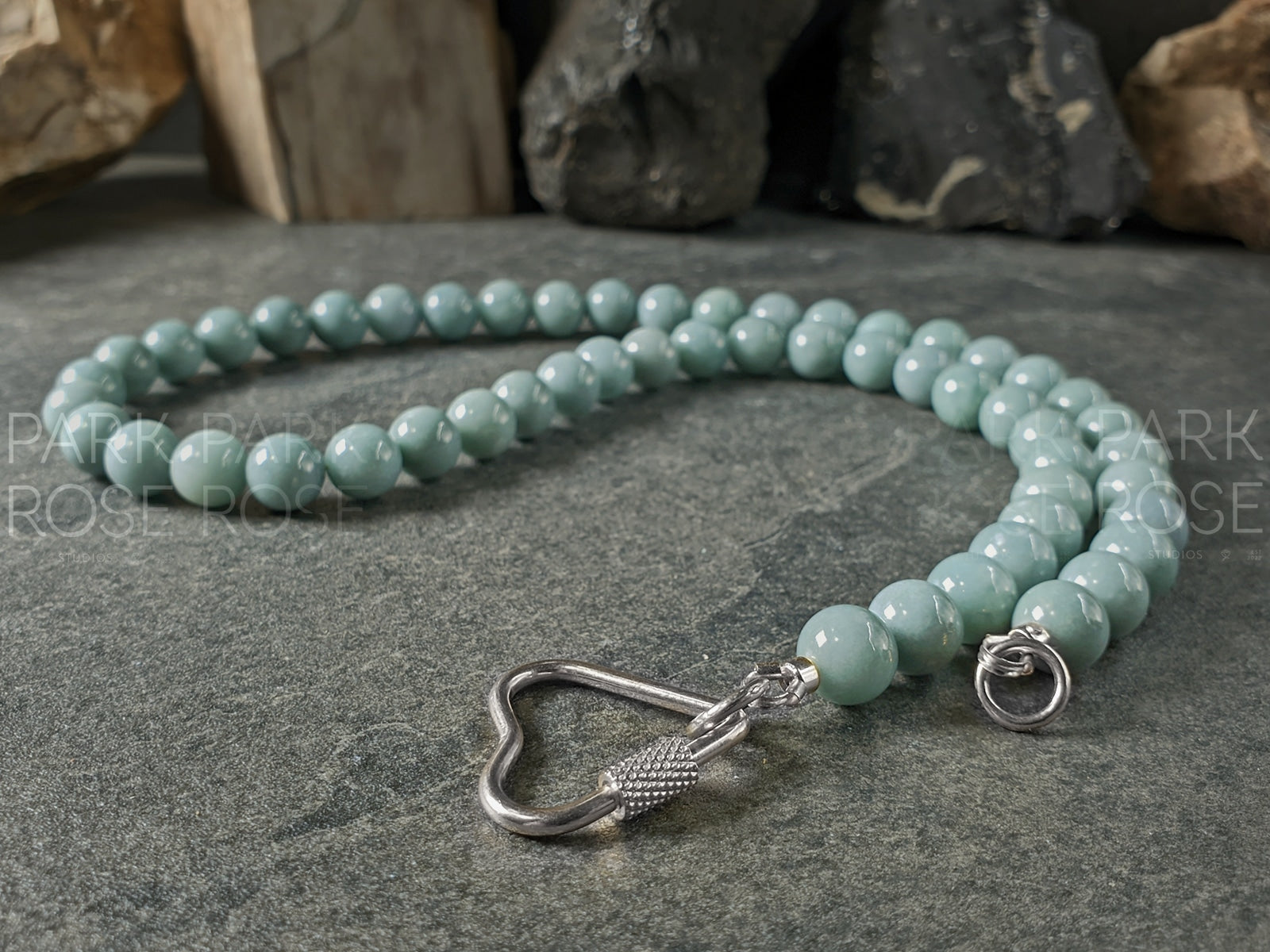 Natural Untreated Myanmar Jadeite Carabiner Necklace (8mm)