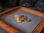 Natural Brazil Citrine Cube Gemstone Huggie Hoop Earrings (8mm)