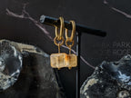 Natural Brazil Citrine Cube Gemstone Huggie Hoop Earrings (8mm)