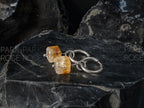 Natural Brazil Citrine Cube Gemstone Huggie Hoop Earrings (8mm)