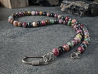 AAAAA Mixed Tourmaline Beaded Carabiner Necklace (8mm)