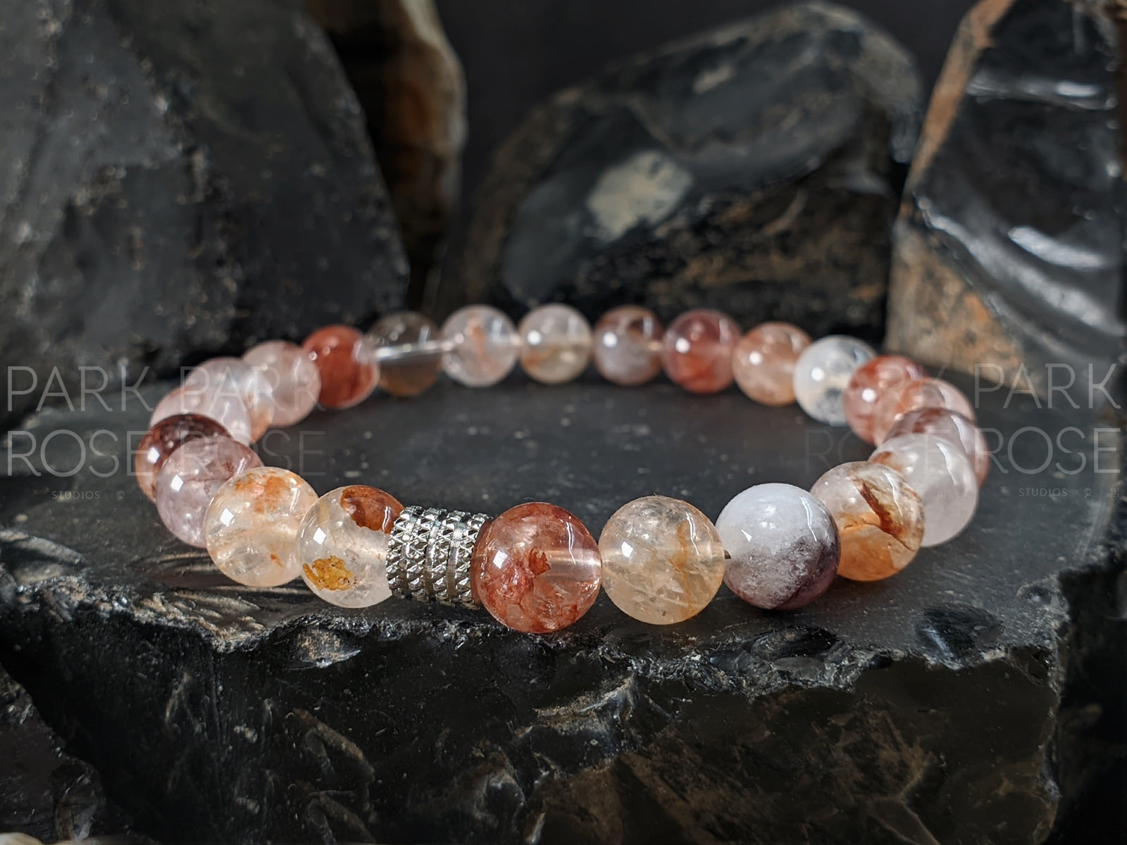 Red Flower Quartz Bracelet (8/10mm)