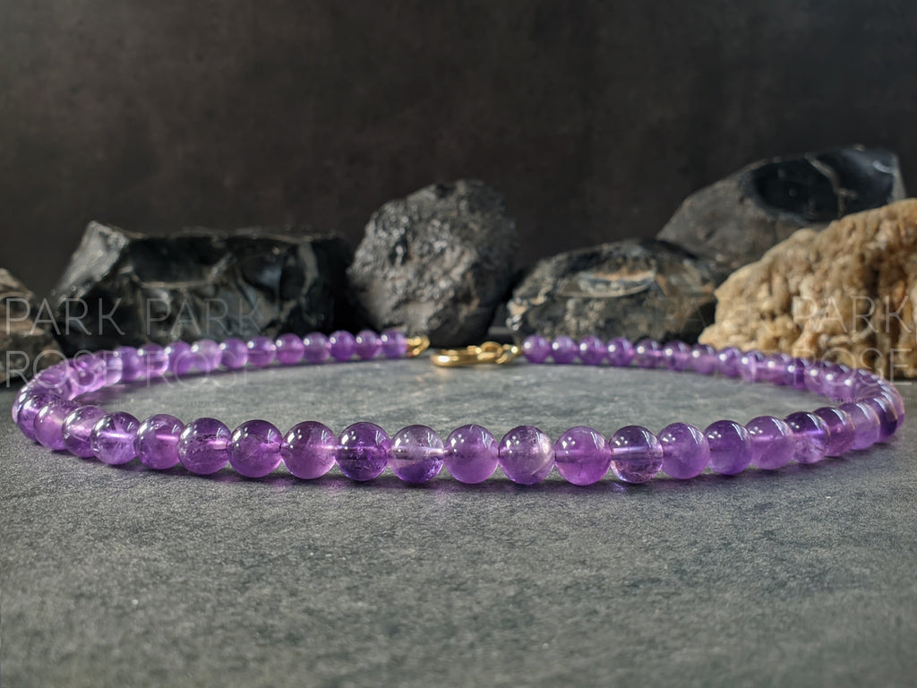Lavender Amethyst Carabiner Gemstone Necklace (8mm)