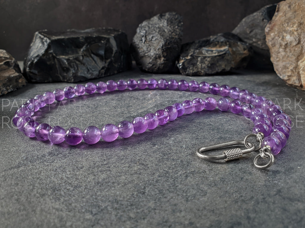 Lavender Amethyst Carabiner Gemstone Necklace (8mm)