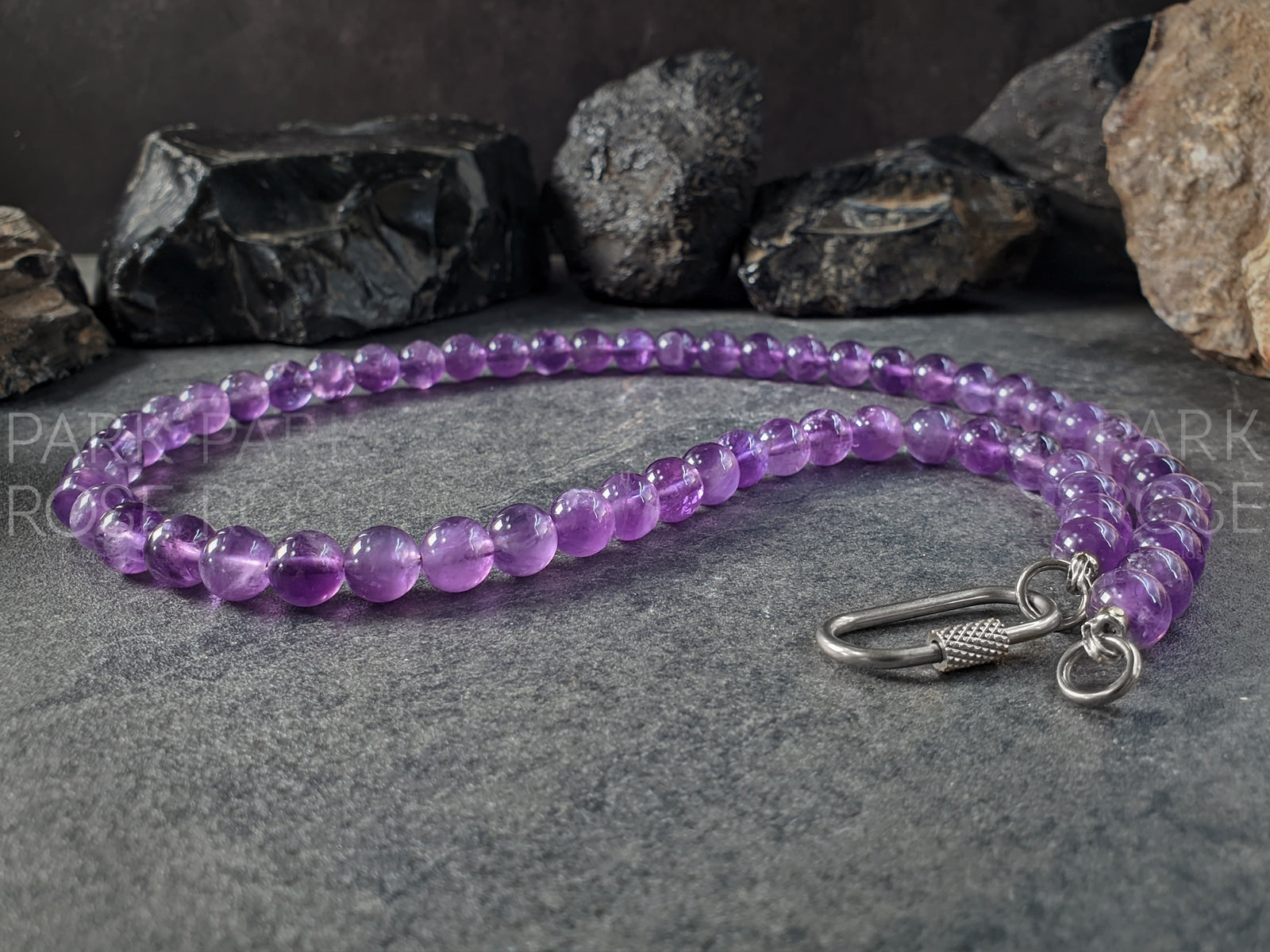 Lavender Amethyst Carabiner Gemstone Necklace (8mm)