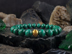 Congo Malachite Gemstone Bracelet: 24K Gold Cat Eye Bead (6/8/10mm)