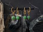 Siberian Green Nephrite Jade Gemstone Hoop Earrings: Stainless Steel 12 Gauge Huggie Hoop (8/10mm)