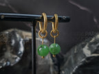 Siberian Green Nephrite Jade Gemstone Hoop Earrings: Stainless Steel 12 Gauge Huggie Hoop (8/10mm)