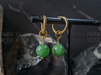 Siberian Green Nephrite Jade Gemstone Hoop Earrings: Stainless Steel 12 Gauge Huggie Hoop (8/10mm)