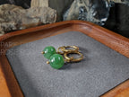 Siberian Green Nephrite Jade Gemstone Hoop Earrings: Stainless Steel 12 Gauge Huggie Hoop (8/10mm)