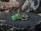 Siberian Green Nephrite Jade Gemstone Hoop Earrings: Stainless Steel 12 Gauge Huggie Hoop (8/10mm)