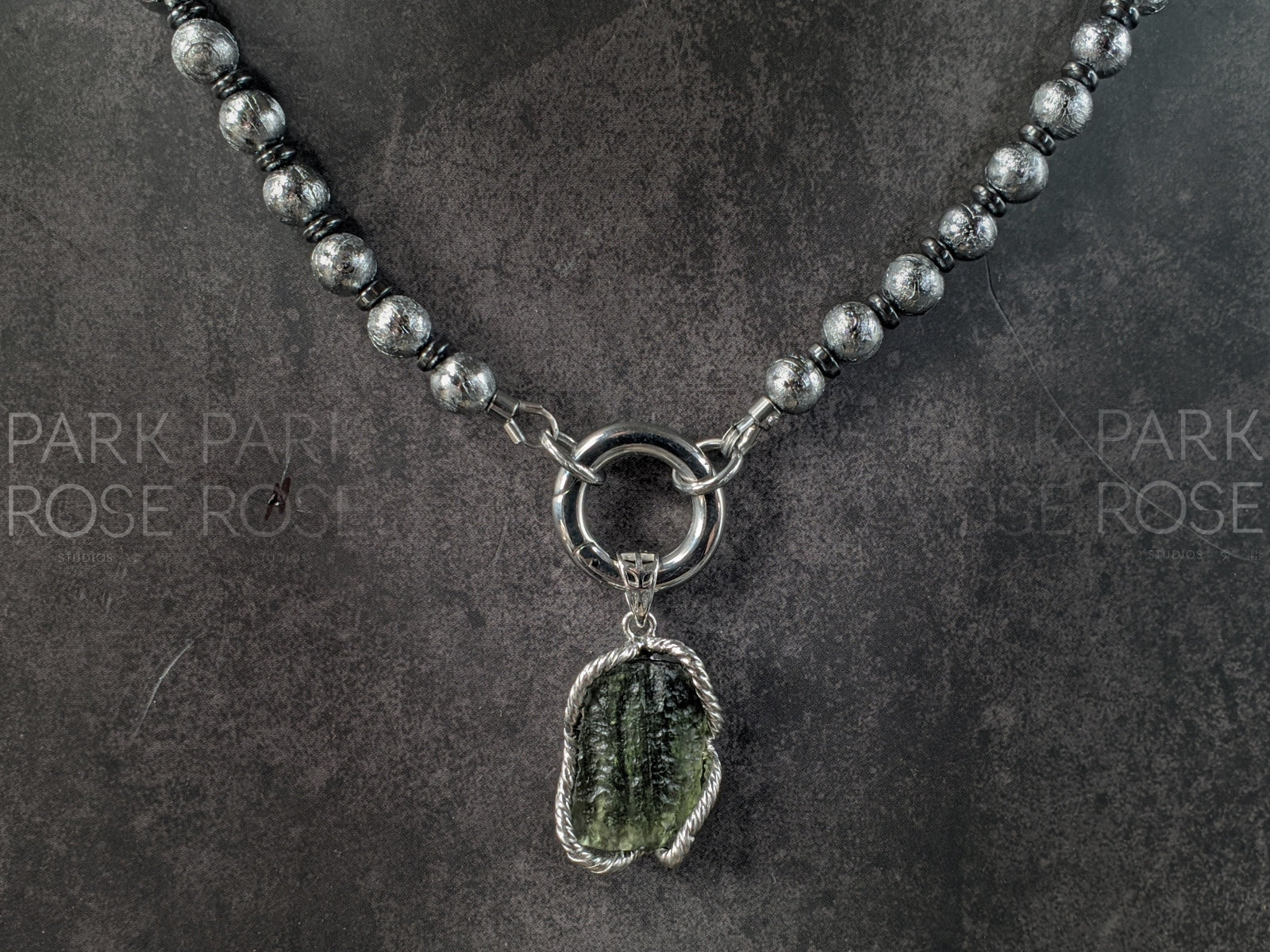 Gibeon Meteorite Gemstone Necklace: Moldavite Pendant (6mm)
