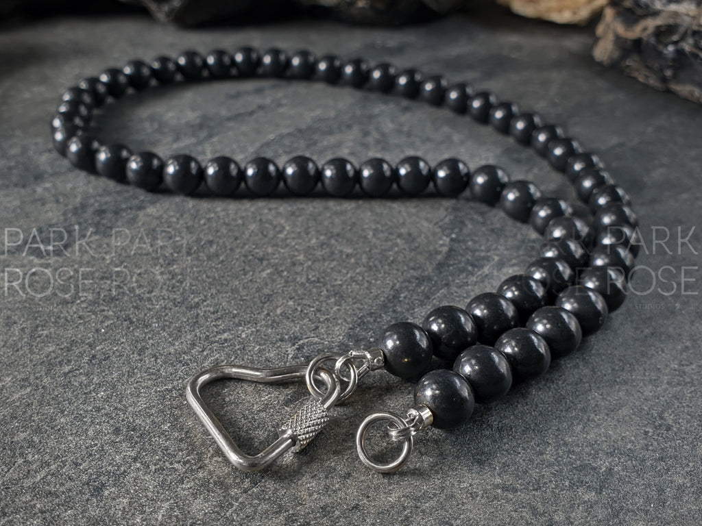 Russian Shungite Carabiner Necklace (8mm)