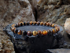Tiger's Eye Gemstone Bracelet: 24K Gold Cat Eye Bead (6mm)