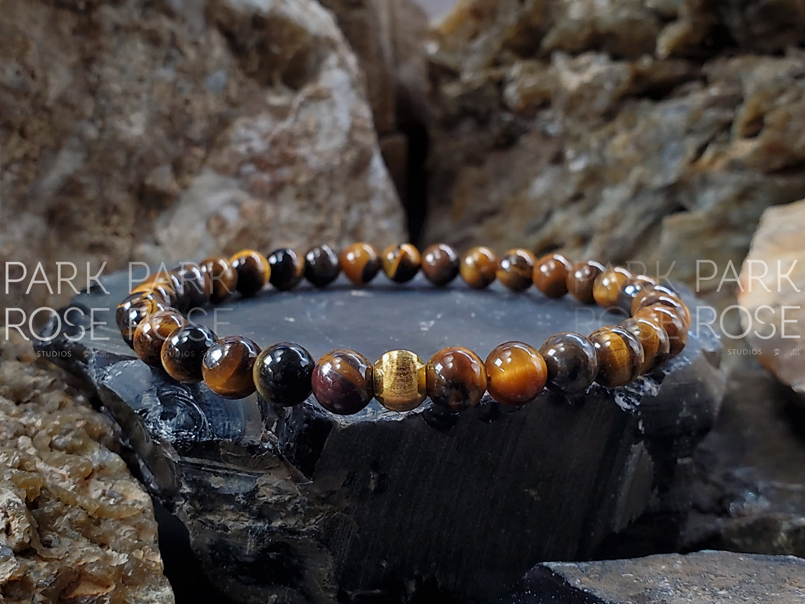 Tiger's Eye Gemstone Bracelet: 24K Gold Cat Eye Bead (6mm)